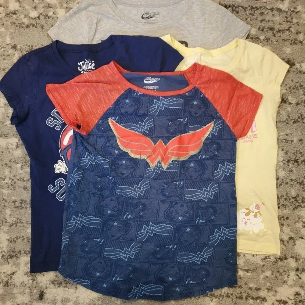 Justice and DC Girls Set of 4 Tops || Large EUC